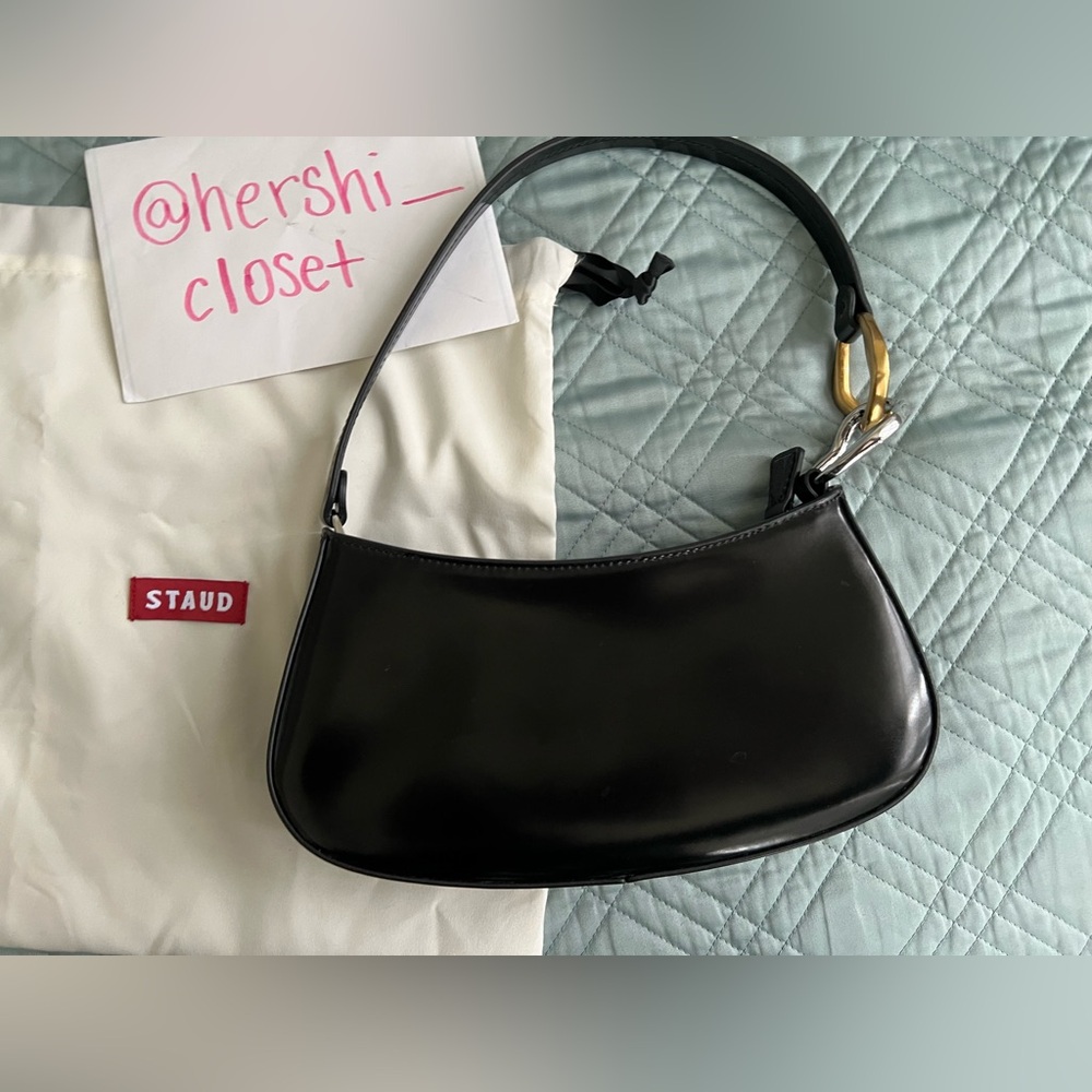 STAUD Black Leather Shoulder Bag - Picture 6 of 14